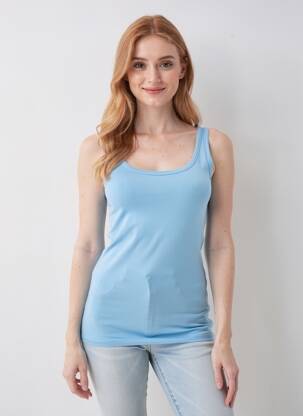 Débardeur stretch sans manche bleu PAKO LITTO femme