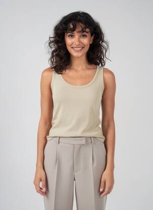 Débardeur stretch sans manche beige PAKO LITTO femme