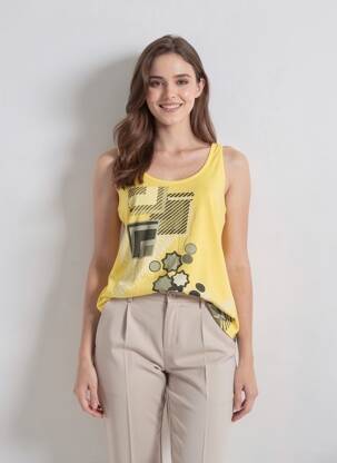 Débardeur coupe cintrée sans manche jaune FIRETRAP femme