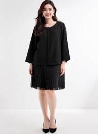 Robe mi-longue manches longues manches longues noir I.CODE (By IKKS) femme