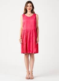 Robe mi-longue imprimé fantaisie sans manche rose I.CODE (By IKKS) femme