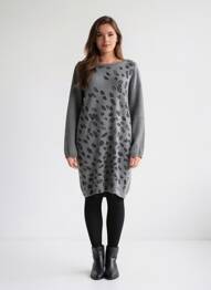 Robe pull coupe droite manches longues gris I.CODE (By IKKS) femme