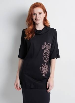 T-shirt sérigraphie floquée manches courtes noir DDP femme