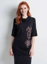 T-shirt coupe droite manches courtes noir DDP femme