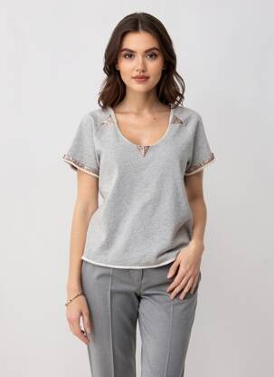 Top manches courtes manches courtes gris I.CODE (By IKKS) femme
