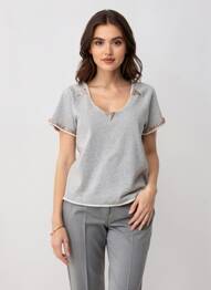Top manches courtes manches courtes gris I.CODE (By IKKS) femme