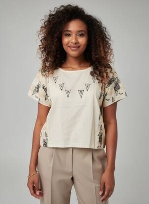 Top manches courtes manches courtes beige MAISON SCOTCH femme