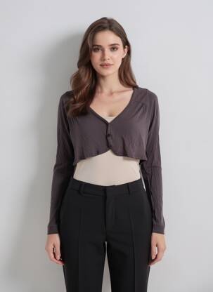 Gilet cache-cœur coupe cintrée noir DDP femme