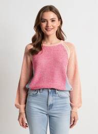 Pull tissage chiné manches longues rose MAISON SCOTCH femme