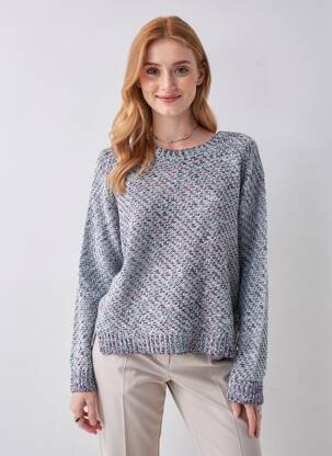 Pull tissage chiné manches longues bleu MAISON SCOTCH femme