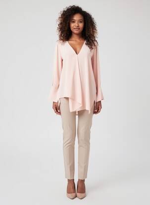 Tunique manches longues tissage crêpe rose IMPERIAL femme