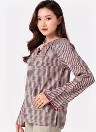 Tunique manches longues imprimé fantaisie marron MAISON SCOTCH femme