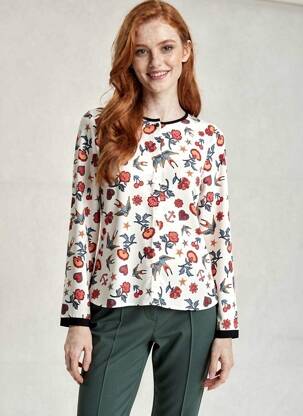 Chemisier imprimé fleurs manches longues blanc I.CODE (By IKKS) femme