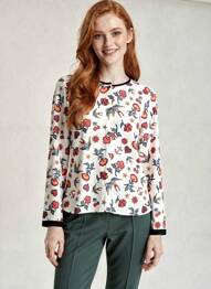 Chemisier imprimé fleurs manches longues blanc I.CODE (By IKKS) femme