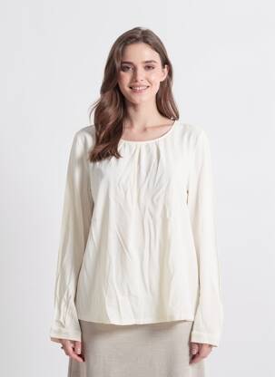 Blouse fermeture boutonnée au dos manches longues beige MINIMUM femme