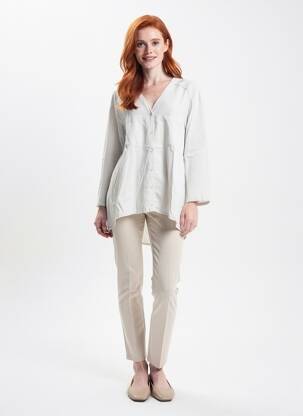 Tunique manches longues fermeture boutonnée sur le devant gris PLEASE femme