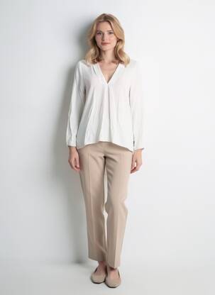 Tunique manches longues tissage crêpe blanc PLEASE femme