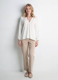 Tunique manches longues tissage crêpe blanc PLEASE femme