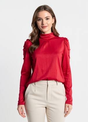 Top tissage jersey manches longues rouge DDP femme