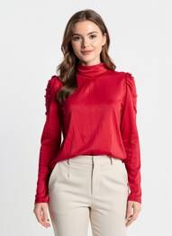 Top tissage jersey manches longues rouge DDP femme