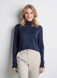 Sous-pull coupe ajustée manches longues bleu TOMMY HILFIGER femme