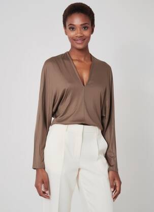 T-shirt manches longues manches longues marron NINATI femme