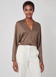 T-shirt manches longues manches longues marron NINATI femme