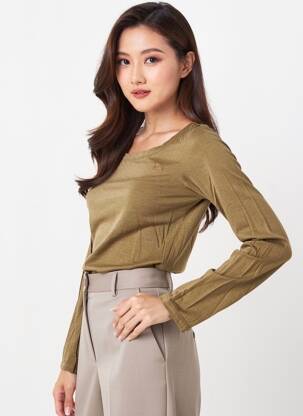 T-shirt manches longues manches longues vert DDP femme