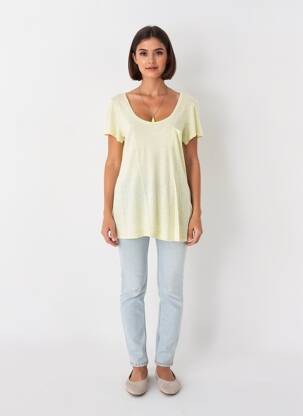 T-shirt stretch manches courtes jaune MAISON SCOTCH femme