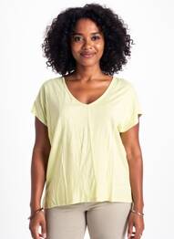T-shirt coupe droite manches courtes jaune PAKO LITTO femme