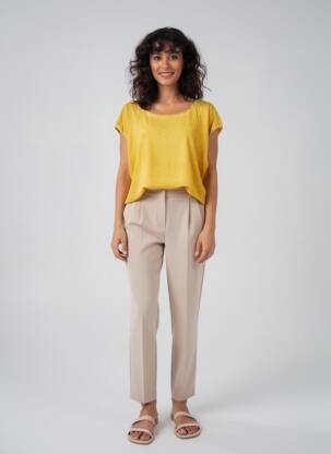 T-shirt coupe droite manches courtes jaune PAKO LITTO femme