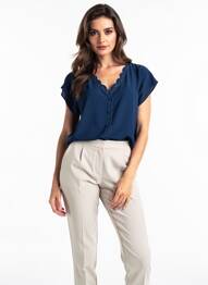Top coupe fluide manches courtes bleu I.CODE (By IKKS) femme