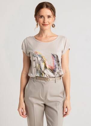 T-shirt imprimé fantaisie manches courtes gris KOCCA femme