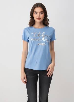 T-shirt stretch manches courtes bleu IKKS femme
