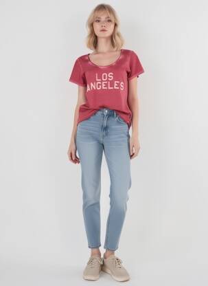 T-shirt sérigraphie manches courtes rouge MAISON SCOTCH femme