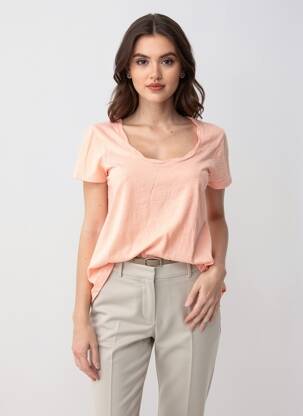 T-shirt stretch manches courtes rose MAISON SCOTCH femme