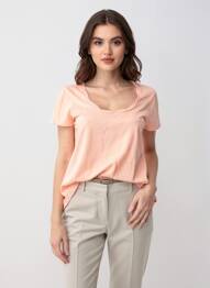T-shirt stretch manches courtes rose MAISON SCOTCH femme