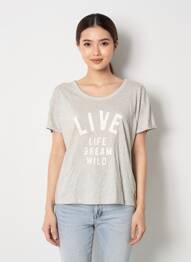 T-shirt sérigraphie manches courtes gris MAISON SCOTCH femme