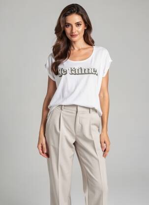 T-shirt imprimé fantaisie manches courtes beige MAISON SCOTCH femme