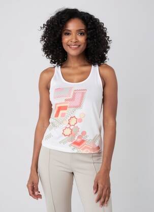 T-shirt imprimé fantaisie fines bretelles blanc FIRETRAP femme