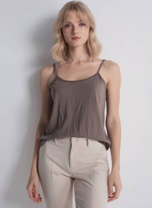 Top tissage jersey fines bretelles gris I.CODE (By IKKS) femme