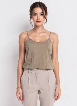 Top stretch fines bretelles vert I.CODE (By IKKS) femme