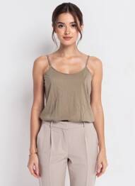 Top tissage jersey fines bretelles vert I.CODE (By IKKS) femme