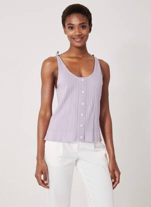 Top stretch fines bretelles violet GESCOT femme