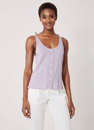 Top tissage jersey fines bretelles violet GESCOT femme