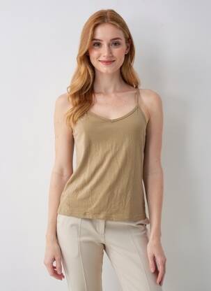 T-shirt stretch fines bretelles vert DDP femme