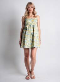 Robe courte coupe évasée fines bretelles bleu GRACE & MILA femme