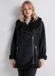 Manteau long coupe cintrée sans capuche noir SCHOOL RAG femme