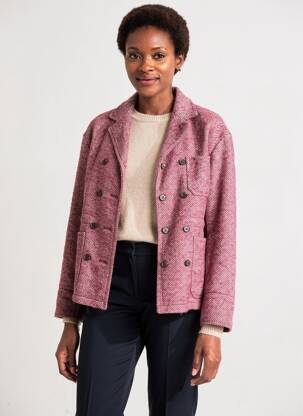 Manteau court fermeture boutonnée sur le devant sans capuche rouge HOD femme