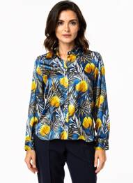 Chemisier imprimé fleurs manches longues bleu STORIATIPIC femme